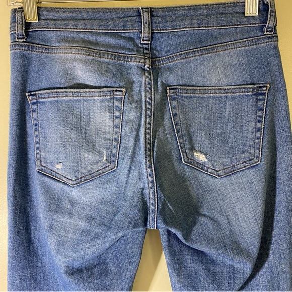 TOPSHOP Women's Moto Mid-rise Medium Wash Distressed Whiskered Jeans, Size 26 - Picture 6 of 12